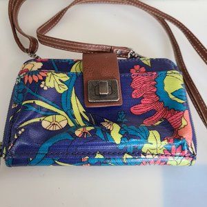 Sakroots Large Smartphone Wristlet Crossbody Royal Flower Power